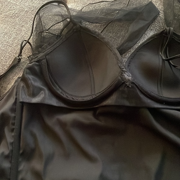 Black Goth Dark Fairy Halloween Bustier Corset w/ ties - Picture 5 of 8